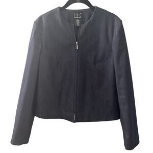 I.N.C International Concepts Women's Black Full Zip Front Blazer Size 12